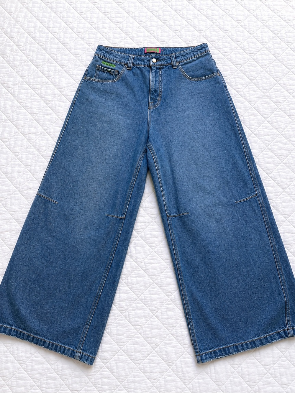 Empyre Y2K Baggy Wide Leg Pattern Denim Jeans Size 12 Skater 36x28